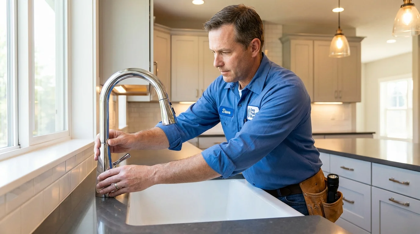Kitchen faucet installation by Johns Plumbing LLC in Fairhaven