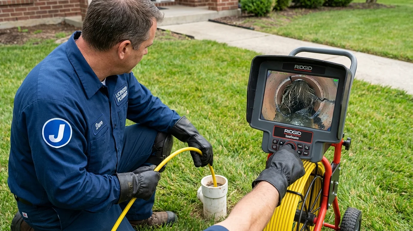 Sewer camera inspection being performed by Johns Plumbing LLC in Fairhaven